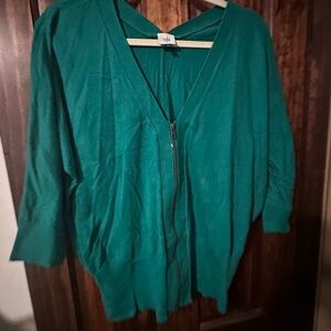 CAbi Green Women's Zip-front Sweater